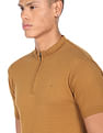 Flying Machine Mock Neck Solid T-Shirt
