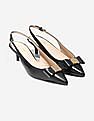 Cole Haan Black Bow Accent Slingback Leather Kitten Heels