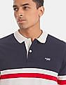 Aeropostale Navy And White Long Sleeve Colour Block Polo Shirt