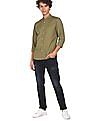 Flying Machine Mandarin Collar Solid Casual Shirt