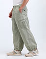 Flying Machine Loose Fit Solid Cargo Trousers